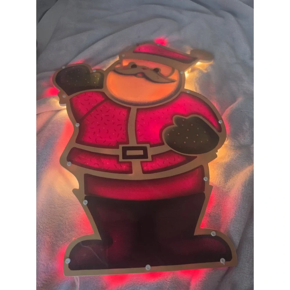 Impact Plastics Santa Claus Window Light Sculpture Waving 18x13 Christmas Decor